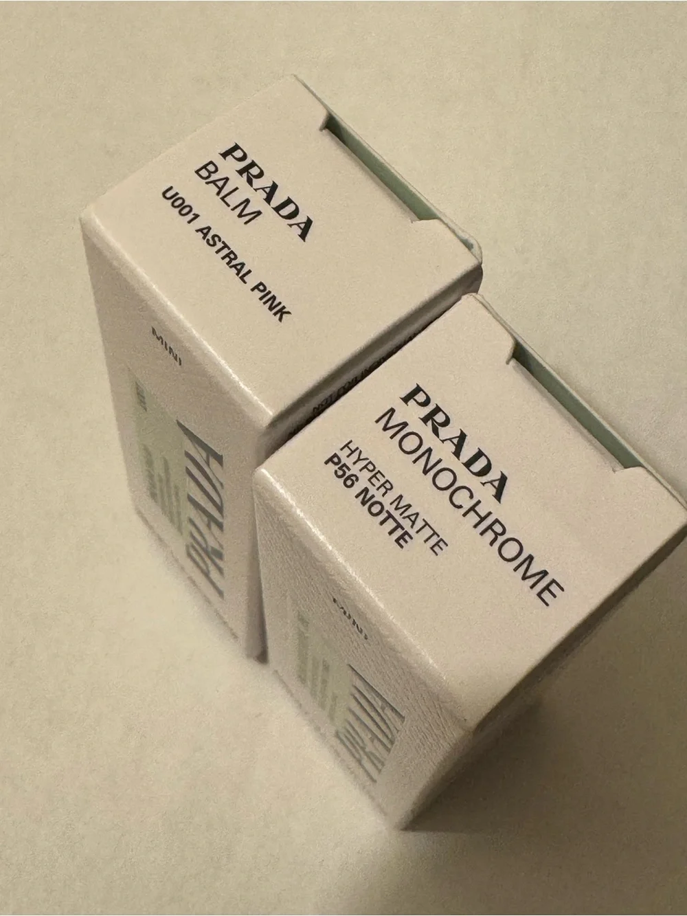 BNIB Prada Beauty Mini Lip Duo-Balm U001 Astral Pink & Monochrome Lipstick P56